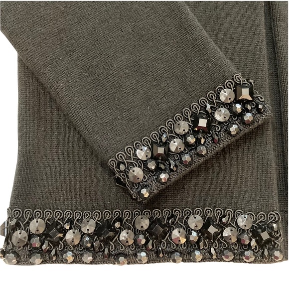 ANN TAYLOR BLACK BEADED CARDIGAN WITH LONG SLEEVES WOMENS SIZE XS - Picture 4 of 12